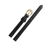 Puasny Ladies Thin Lizard Print Leather Watch Strap - Replacement Wristband for Small Watches in 6mm to 16mm ,Black Gold Buckle,6mm