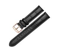 Puasny Leather Replacement Watch Strap for Men - Compatible with Standard Lug Watches in 12mm to 22mm,Black Rosegold,19mm