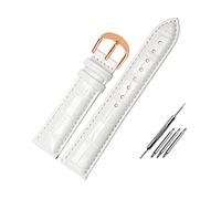 Puasny Leather Watch Strap for Men and Women - Replacement Band with Installation Tool in 12mm to 22mm Sizes,White Rg,15mm