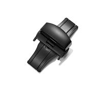 Puasny Leather Watch Strap with Brushed Butterfly Deployment Clasp - Double Push Button Buckle in 18mm, 20mm, and 22mm,Black,18mm