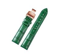 Puasny Men's Bamboo Pattern Green Leather Watch Strap - Natural Texture Design in 18mm, 20mm, and 22mm,A Rg Folding,22mm