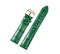 Puasny Men's Bamboo Pattern Green Leather Watch Strap - Natural Texture Design in 18mm, 20mm, and 22mm,A Golden Pin,18mm