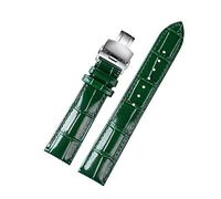 Puasny Men's Bamboo Pattern Green Leather Watch Strap - Natural Texture Design in 18mm, 20mm, and 22mm,B Silver Folding,20mm