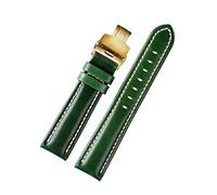 Puasny Men's Bamboo Pattern Green Leather Watch Strap - Natural Texture Design in 18mm, 20mm, and 22mm,C Golden Folding,18mm