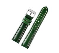 Puasny Men's Bamboo Pattern Green Leather Watch Strap - Natural Texture Design in 18mm, 20mm, and 22mm,C Silver Pin,20mm