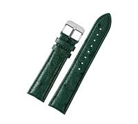 Puasny Men's Bamboo Pattern Green Leather Watch Strap - Natural Texture Design in 18mm, 20mm, and 22mm,D Silver Pin,20mm