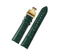 Puasny Men's Bamboo Pattern Green Leather Watch Strap - Natural Texture Design in 18mm, 20mm, and 22mm,D Golden Folding,20mm
