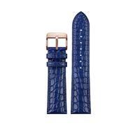 Puasny Men's Crocodile Pattern Leather Watch Band with Butterfly Clasp - Textured Strap in 18mm, 20mm, and 22mm ,Blue Rosegold Pin,18mm