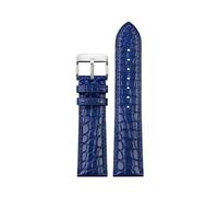 Puasny Men's Crocodile Pattern Leather Watch Band with Butterfly Clasp - Textured Strap in 18mm, 20mm, and 22mm ,Blue Silver Pin,22mm