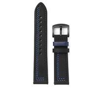 Puasny Men's Genuine Leather Watch Strap - Replacement Band in 18mm, 20mm, 22mm, and 24mm,Black Blue,20mm