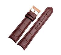Puasny Men's Genuine Leather Watch Strap with Curved Ends - Replacement Band Fit in 20mm,Brown Rosegold,20mm
