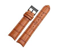 Puasny Men's Genuine Leather Watch Strap with Curved Ends - Replacement Band Fit in 20mm,Light Brown Black,20mm