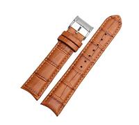 Puasny Men's Genuine Leather Watch Strap with Curved Ends - Replacement Band Fit in 20mm,Light Brown Silver,20mm
