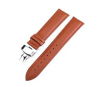 Puasny Men's Leather Watch Band with Butterfly Buckle - Refined Strap Accessory in 12mm to 24mm Sizes,Light Brown,18mm