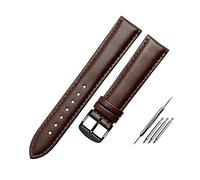 Puasny Men's Leather Watch Band with Installation Tool - Replacement Bracelet for 20mm, 22mm, and 24mm Watches,Brown-Black,22mm