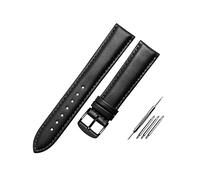 Puasny Men's Leather Watch Band with Installation Tool - Replacement Bracelet for 20mm, 22mm, and 24mm Watches,Black-Black,24mm