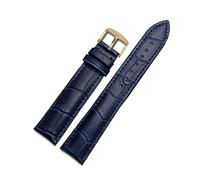 Puasny Men's Leather Watch Strap - Replacement Band for Wristwatches in 14mm to 23mm,A-Blue Golden Pin,21mm