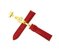 Puasny Men's Watch Band with Automatic Butterfly Buckle - Double Push Deployment Clasp Strap in 12mm to 24mm,Gold Buckle Red,21mm
