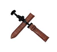 Puasny Men's Watch Band with Automatic Butterfly Buckle - Double Push Deployment Clasp Strap in 12mm to 24mm,Black Buckle Brown,20mm