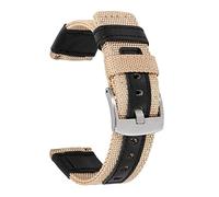 Puasny Nylon and Leather Hybrid Watch Band with Canvas Texture - Durable Replacement Strap for Men in 20mm and 22mm,Khaki,20mm