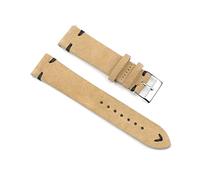 Puasny Suede Leather Retro Watch Strap - Handmade Vintage Style Band for Men and Women in 18mm, 19mm, 20mm, and 22mm,Khaki-Black Wire,20mm