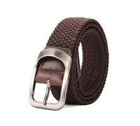 Puasny Unisex Braided Canvas Belt, Elastic Stretch Waistband for Jeans and Pants,Brown,3.5x105cm