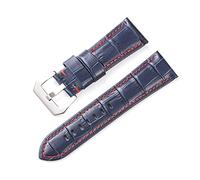 Puasny Vintage Leather Watch Band for Men - Classic Replacement Strap in 20mm, 22mm, 24mm, 26mm,Silver-Blue Red,20mm