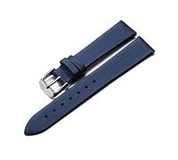 Puasny Women's Brushed Satin Leather Watch Strap with Quick Release - Thin Replacement Band in 12mm and 14mm,Blue Silver 1,12mm