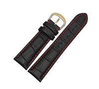 Puasny Women's Genuine Leather Watch Strap with Red Stitching - Replacement Band for 18mm to 24mm,Gold Clasp,19mm