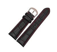 Puasny Women's Genuine Leather Watch Strap with Red Stitching - Replacement Band for 18mm to 24mm,Rose Gold Clasp,22mm
