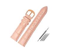 Puasny Women's Leather Replacement Watch Strap with Installation Tool - Durable 12mm to 20mm Band for Ladies Wristwatches,Pink-Rose Gold,15mm
