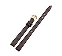 Puasny Women's Small Size Genuine Leather Watch Bracelet - Replacement Strap for Ladies in 6mm, 8mm, and 10mm,Brown Gold,14mm