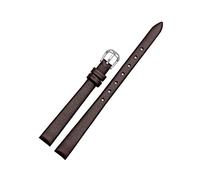 Puasny Women's Small Size Genuine Leather Watch Bracelet - Replacement Strap for Ladies in 6mm, 8mm, and 10mm,Brown Silver,10mm