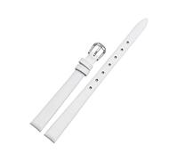 Puasny Women's Small Size Genuine Leather Watch Bracelet - Replacement Strap for Ladies in 6mm, 8mm, and 10mm,White Silver,8mm