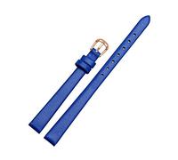Puasny Women's Small Size Genuine Leather Watch Bracelet - Replacement Strap for Ladies in 6mm, 8mm, and 10mm,Blue Rosegold,12mm