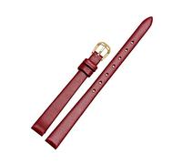 Puasny Women's Small Size Genuine Leather Watch Bracelet - Replacement Strap for Ladies in 6mm, 8mm, and 10mm,Red Gold,6mm