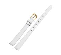 Puasny Women's Small Size Genuine Leather Watch Bracelet - Replacement Strap for Ladies in 6mm, 8mm, and 10mm,White Gold,8mm