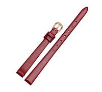 Puasny Women's Small Size Genuine Leather Watch Bracelet - Replacement Strap for Ladies in 6mm, 8mm, and 10mm,Red Rosegold,6mm