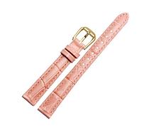 Puasny Women's Small Size Leather Replacement Watch Band - Strap for Ladies in 10mm, 12mm, 14mm, 16mm, and 18mm,Pink-Gold Pin,10mm