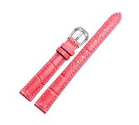Puasny Women's Small Size Leather Watch Band - Thin Replacement Strap for Ladies in 10mm, 12mm, and 14mm,Hot Pink,12mm
