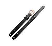 Puasny Women's U-Shape End Leather Watch Strap - Curved Interface Band Fit in 8mm,Black Rosegold Buckl,8mm