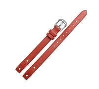 Puasny Women's U-Shape End Leather Watch Strap - Curved Interface Band Fit in 8mm,Light Brown Silver B,8mm