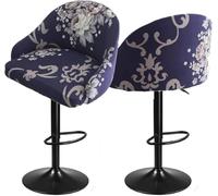Pub Bar Counter Stool Chair Covers with Back and Arms Set of 4/2/1 Stretch, Swivel Curved Kitchen Barstool Chair Cover Curved Back Bar Stool Slipcovers with Arms(H16,2PCS)