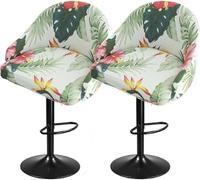 Pub Bar Counter Stool Chair Covers with Back and Arms Set of 4/2/1 Stretch, Swivel Curved Kitchen Barstool Chair Cover Curved Back Bar Stool Slipcovers with Arms(H3,2PCS)