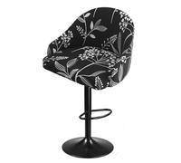 Pub Bar Counter Stool Chair Covers with Back and Arms Set of 4/2/1 Stretch, Swivel Curved Kitchen Barstool Chair Cover Curved Back Bar Stool Slipcovers with Arms(H11,1PC)