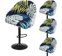 Pub Bar Counter Stool Chair Covers with Back and Arms Set of 4/2/1 Stretch, Swivel Curved Kitchen Barstool Chair Cover Curved Back Bar Stool Slipcovers with Arms(H14,4PCS)