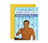 Pub Crawls Greeting Card - 10,000 Steps Target - Jokes on Exercising for Friends, Colleague, Neighbour, Brother, Sister, Him, Her, Women, Men - Beer, Night Out Social Drinking -Comes with Stickers