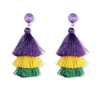 PUBBCIA Mardi Gras Earrings for Women Layer Leaf Mardi Gras Dangle Earrings Hat Acrylic Earrings Fat Tuesday Celebrations Dress Accessories Festival Jewelry Gifts (L)