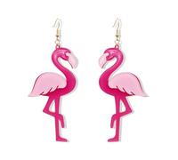 PUBBCIA Pink Flamingo Earrings For Women Lightweight Acrylic Animal Dangle Drop Earrings Lightweight Glitter Flamingo Earrings For Valentine's Day Gifts Bff Daughter Her Birthday, Acrylic, No Gemstone