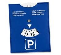 pubblimania Parking Disc Maxi Blue Luxury Model for Use All Europe - Parking Arrival Time Soft Faux Leather 10.5 x 13 cm (Blue Faux Leather Time Disc)